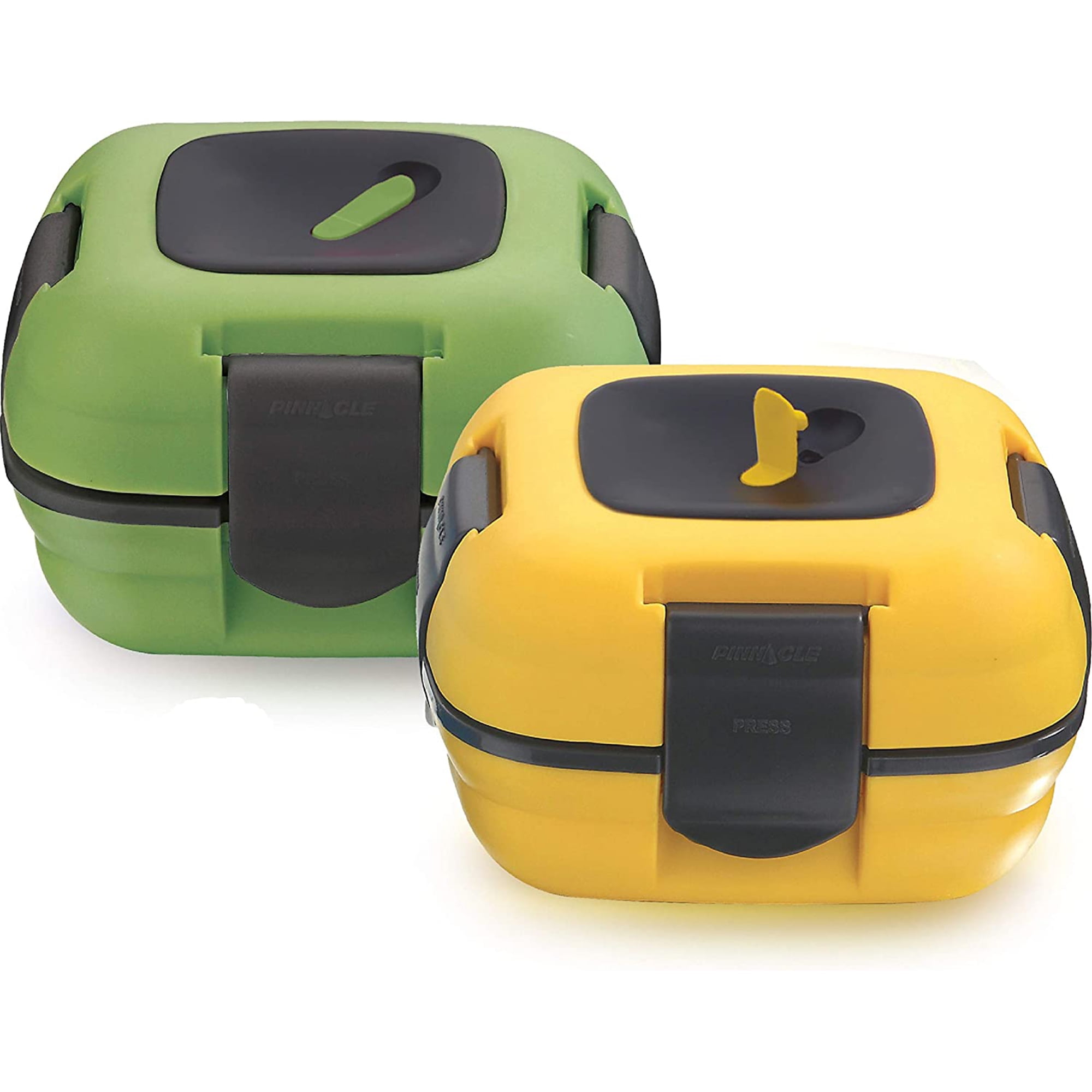 Pinnacle Thermoware 2-Pc Leak Proof Insulated Lunch Box Hot Food Container  Set, Green & Yellow 