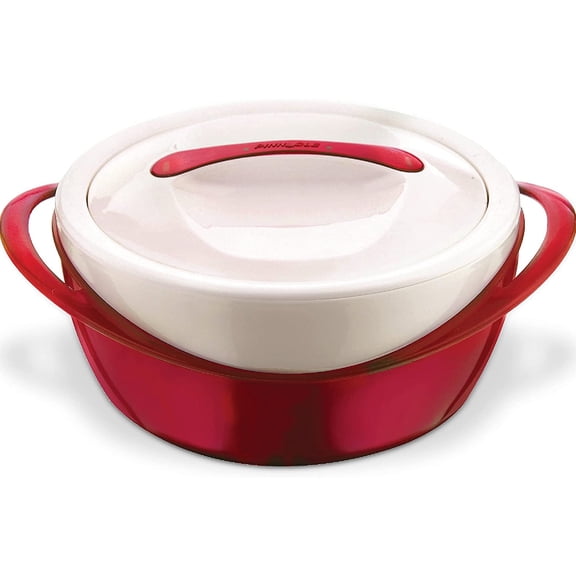 Pinnacle 3.6 Qt Insulated Food Container Bowl with Lid – Hot & Cold Red