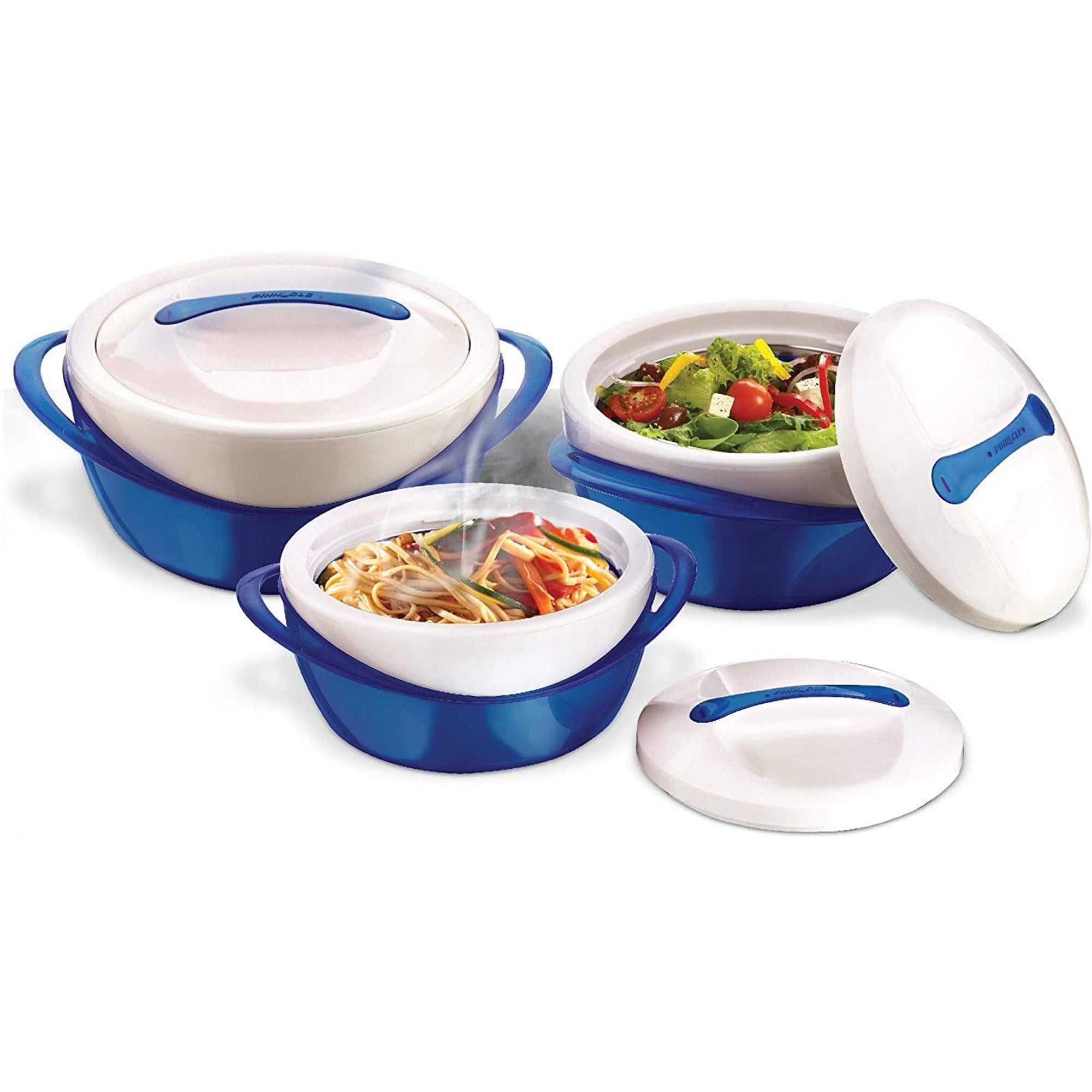 Pinnacle Thermoware 3-Pc Insulated Bowl with Lid Casserole Dish Set, Blue -  Walmart.com