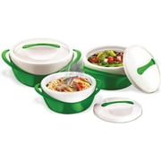 Pinnacle Thermoware 3-Pc Insulated Bowl with Lid Casserole Dish Set, Green