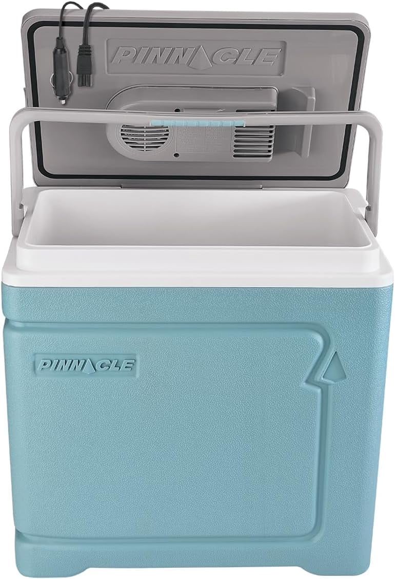 Pinnacle Thermoware 30 L Electric Portable Coolbox 12V Travel Cooler with Adapter – Blue