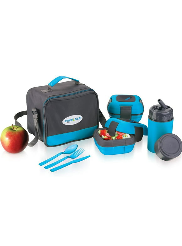 Pinnacle Thermoware Thermal Lunch Box Set Lunch Containers for Adults & Kids, Blue
