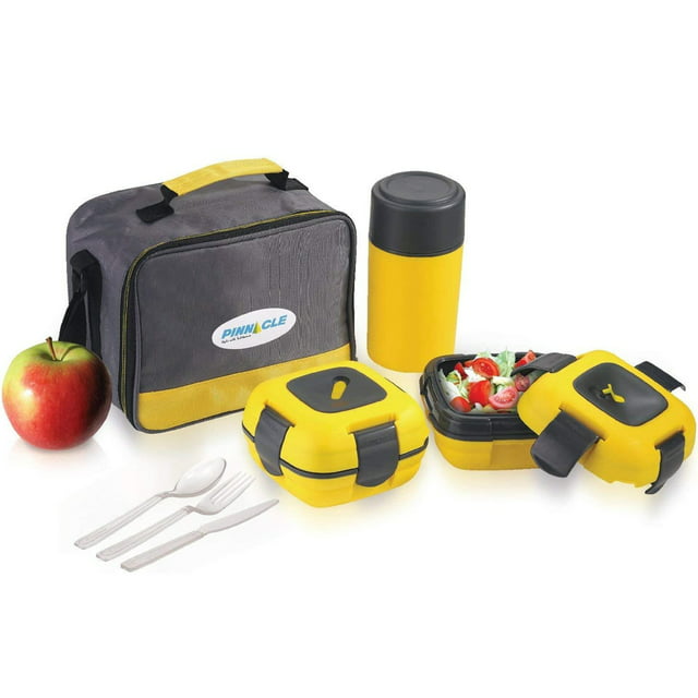 Pinnacle Thermoware Thermal Lunch Box Set Lunch Containers for Adults & Kids, Yellow