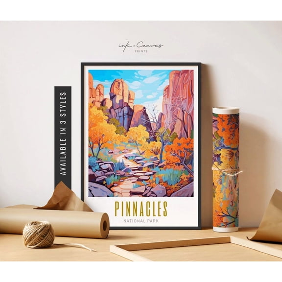Pinnacles National Park Poster Us National Park Pinnacles Poster Mountain Art Vibrant Colorful Wall Art Poster Travel Art Home Decor UNFRAMED Poster, Wall Art for Decor, Present, 8x12