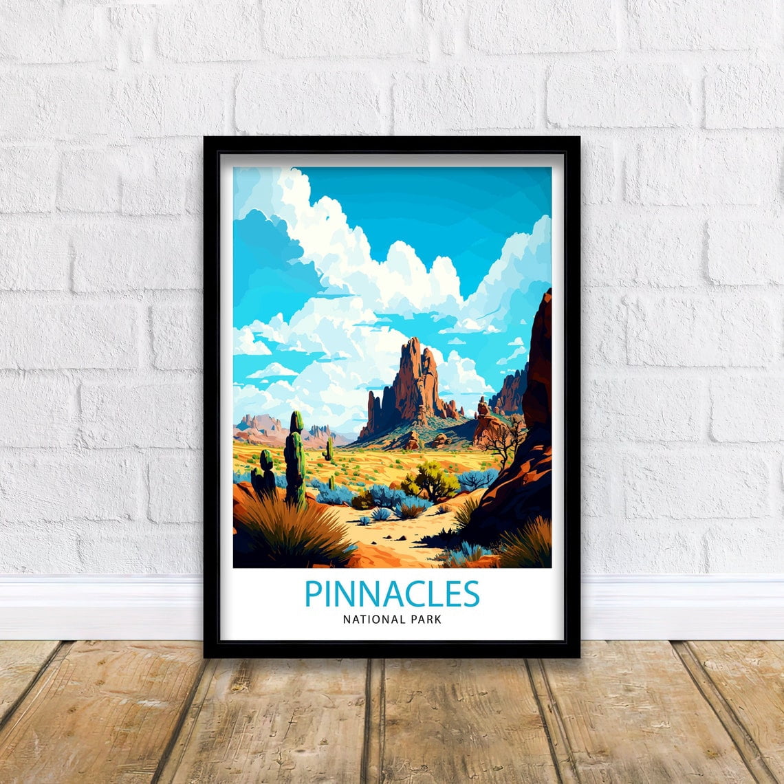 Oinnacles Pinnacles National Park Travel Poster, California Adventure Landscape ...