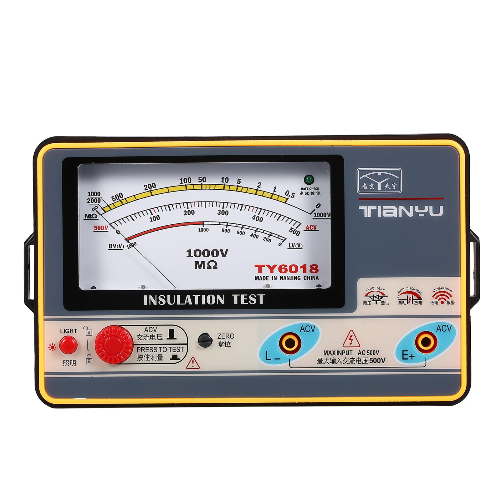 Pinnaco Handheld Insulation Resistance Meter, Digital Ohmmeter, High