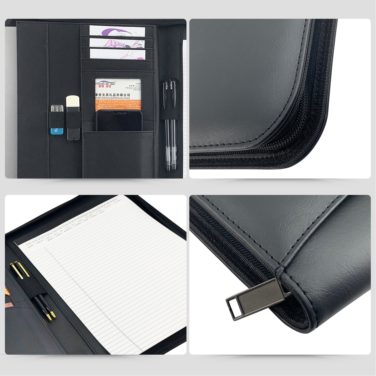 Pinnaco Zippered Business Padfolio - Pinnaco Zippered Business Padfolio A4 PU Leather Portfolio Organizer Interview Resume Document Planner Agenda Schedule Tablet Sleeve Holder Men Women 342d2f3f Ccb4 42f7 8fd1 396dae0cade5.2ef6c5a32819a1252be390b1e7f0d4be