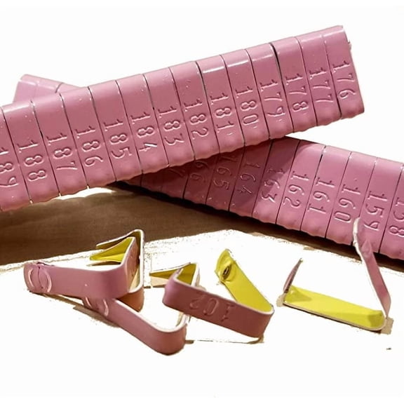 Pinnon Hatch Farms Numbered Pink Jiffy Wing Bands 100 Pieces