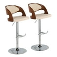 thumbnail image 1 of Pino Mid-Century Modern Adjustable Barstool With Swivel In Walnut And Cream Faux Leather - Set Of 2, 1 of 9