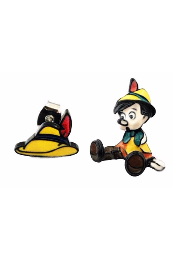 Pinocchio Character Enamel Metal Stud Earrings