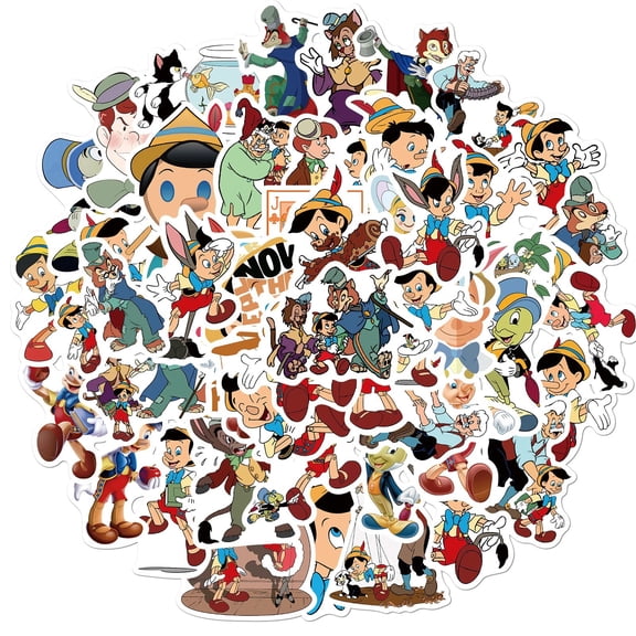 Pinocchio Characters Themed Set of 50 Assorted Stickers Decal Set