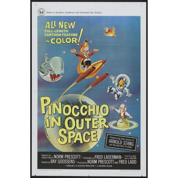 Pinocchio In Outer Space Movie Poster 12x16 Print on Metal Sign 12in x 16in Square Adults Best Posters