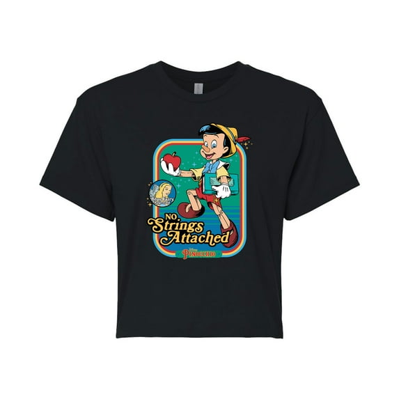 Pinocchio - No Strings Attached - Juniors Cropped Cotton Blend T-Shirt
