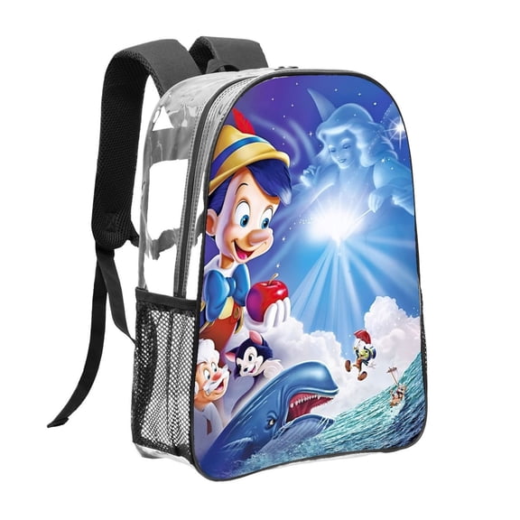 Pinocchio Pattern Transparent Backpack Lightweight And fashionable Showcasing Personality And Leading The Trend