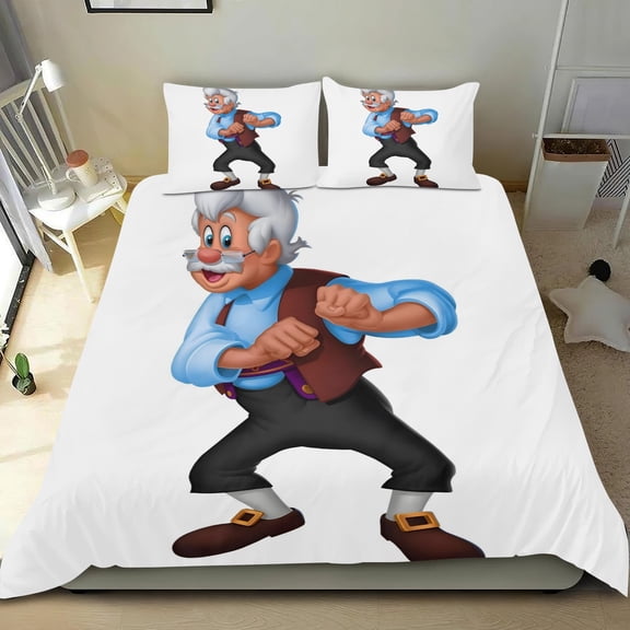 Pinocchio Themed Bed Sheet Set Three Piece Set 53x79 Inches Comfortable And Skin Friendly Unique Design Creating A Star Studded Night