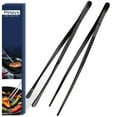 thumbnail image 1 of Pinovk 2 Pcs 12-Inch Cooking Tweezers Tongs,Extra-Long Stainless Steel Kitchen Tweezer Tongs - Black, 1 of 6