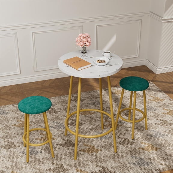 Pinovk 3-Piece Bar Table Set with 2 Bar Stools – Modern Pub Table