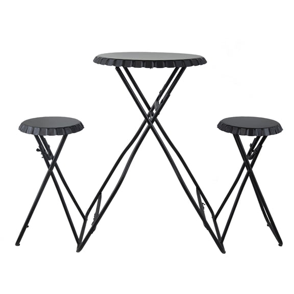 Pinovk 57.5x23.6x39.8" Black Stowable Side Table and Two Seats