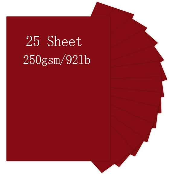 Pinovk Christmas Red Cardstock, 25 Sheets 8.5 x 11 Red Paper, 250gsm/92lb Card Stock Printer Paper for Halloween, Christmas, Invitations, Crafts, DIY Cards, Scrapbooking, and Stationery Printing