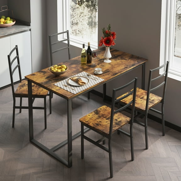 Pinovk Five-piece set table and chair with backrest, industrial style, solid structure