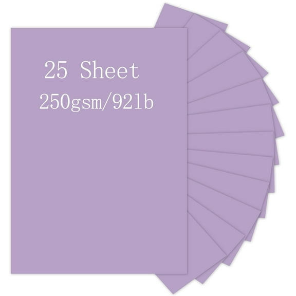 Pinovk Light Purple Cardstock, 25 Sheets 8.5 x 11 Thick Pape, 250gsm/92lb Card Stock Printer Paper for Halloween, Christmas, Invitations, Crafts, DIY Cards, Scrapbooking, and Stationery Printing