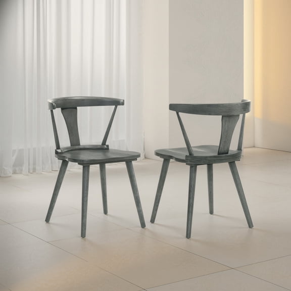 Pinovk [Set of 2] Rustic Farmhouse Dining Chairs, Solid Wood Side Chairs for Kitchen & Dining Room, Easy Assembly