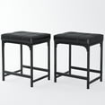 thumbnail image 1 of Pinovk Upholstered Barstools Set of 2, Modern Faux Leather Vanity Stool with Metal Frame, Counter Height Armless Pub Stools for Bedroom, Living Room, Black, 1 of 5