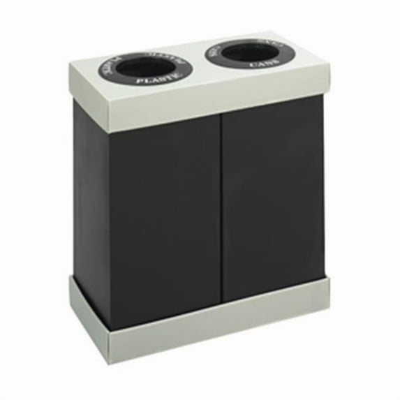 Pinpoint At-Your-Disposal Double Bin Recycling Center, 28 Gal Each, Polyethylene, Black
