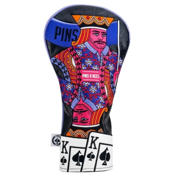 Pins & Aces King of Spades Driver Headcover (Purple/Black/Pink) Golf 2025 NEW