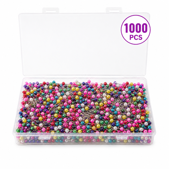 Pins Sewing Pins Straight Pins Sewing Pins for Fabric 1000pcs Straight Pins with Colored Ball Glass Heads Long 1.5inch