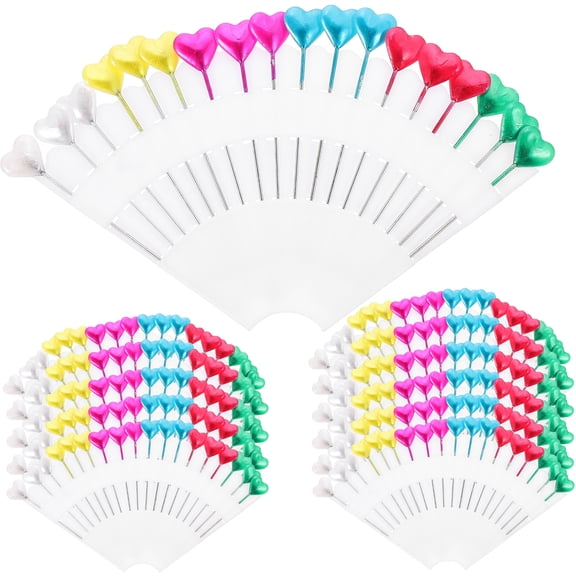 Pawsdot Heart Shape Pearlescent Positioning Needles Assorted Color Steel Sewing 216Pcs