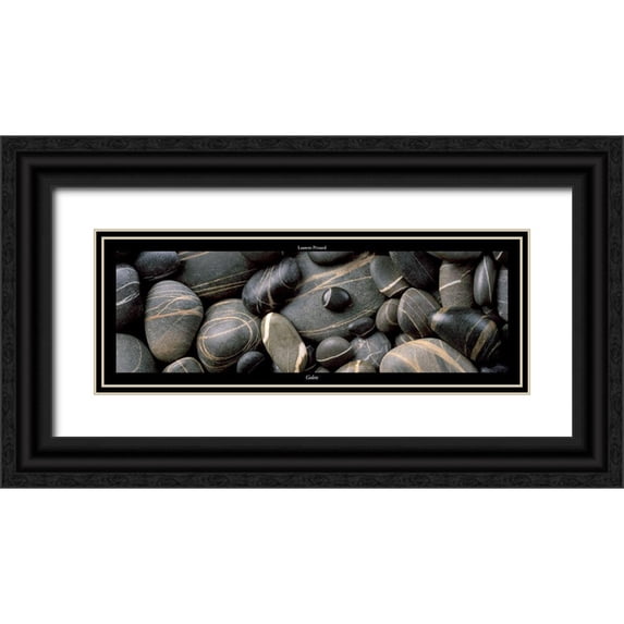 Pinsard, Laurent 14x8 Black Ornate Wood Framed with Double Matting Museum Art Print Titled - Galets noirs II