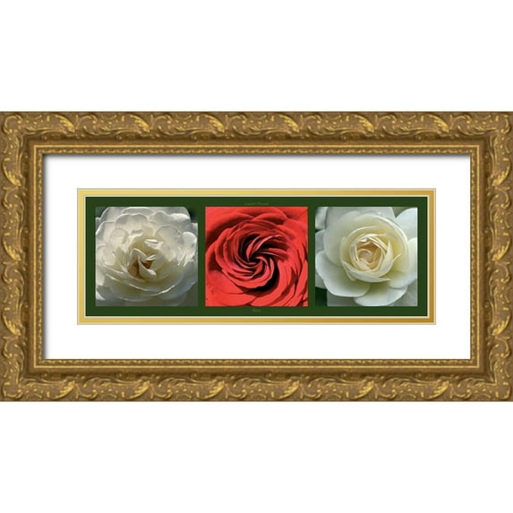 Pinsard, Laurent 18x9 Gold Ornate Wood Framed with Double Matting Museum Art Print Titled - Roses II