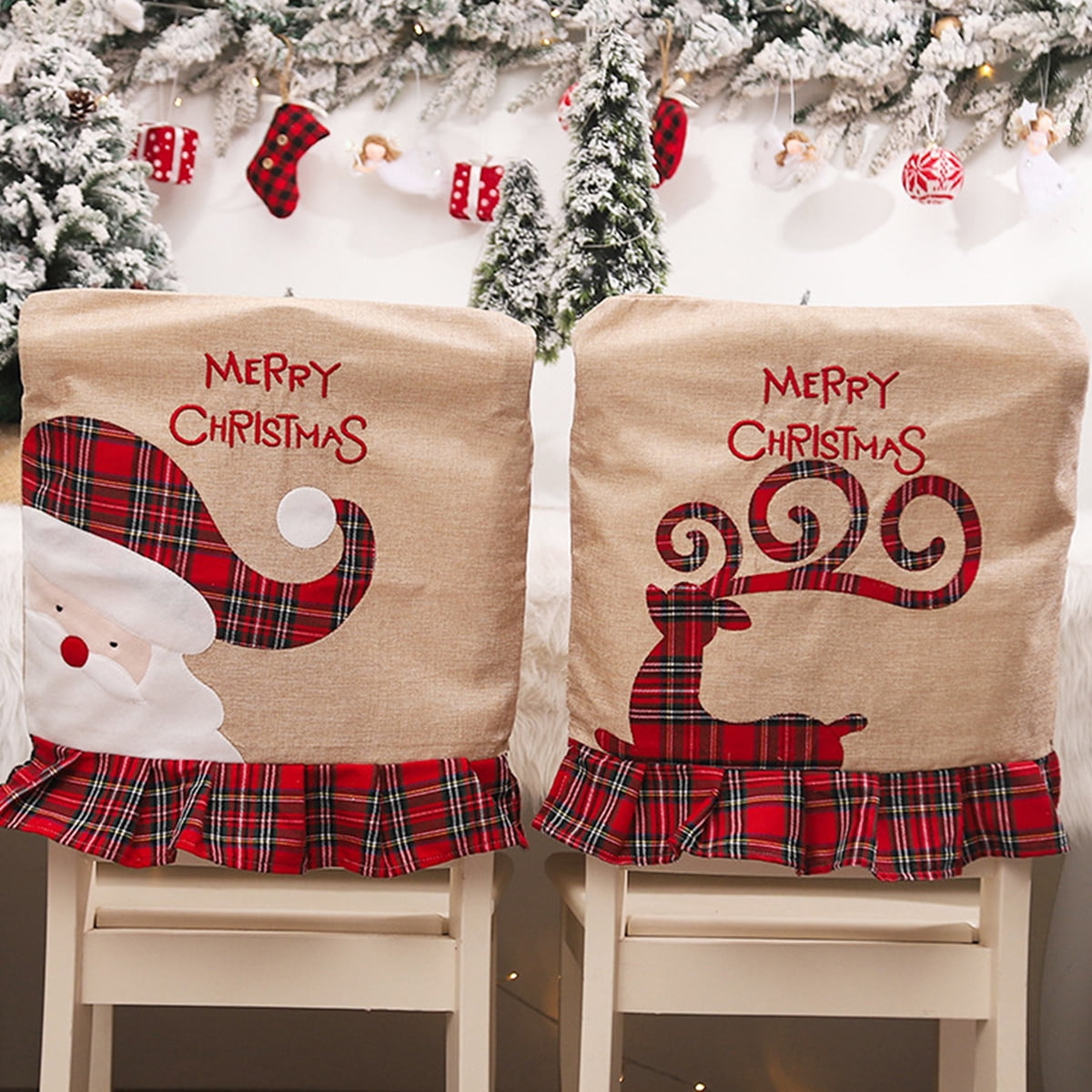 Pinshui christmas back chair cover dining room chair covers for