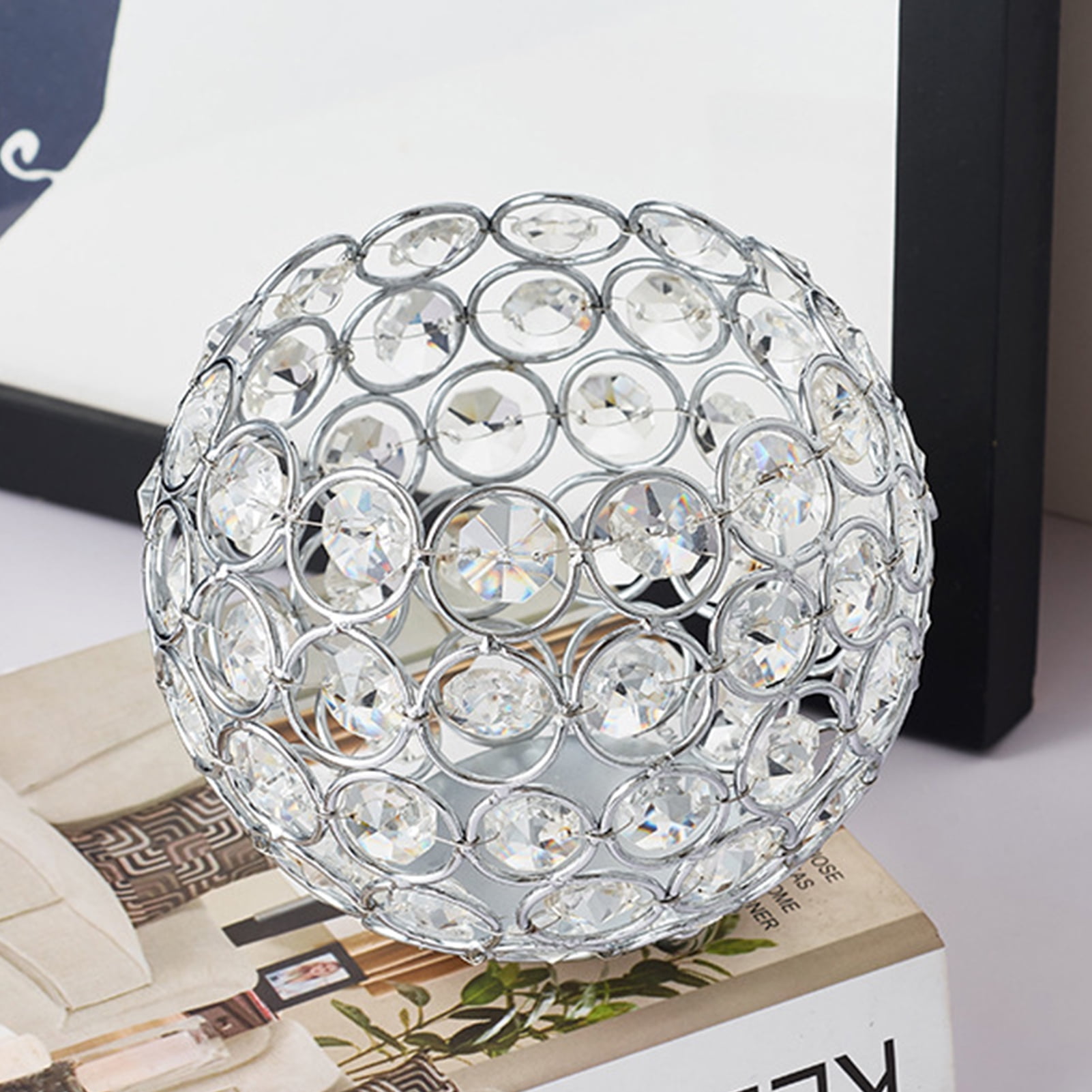 Pinshui globe candle holder studded with acrylic crystals pretty