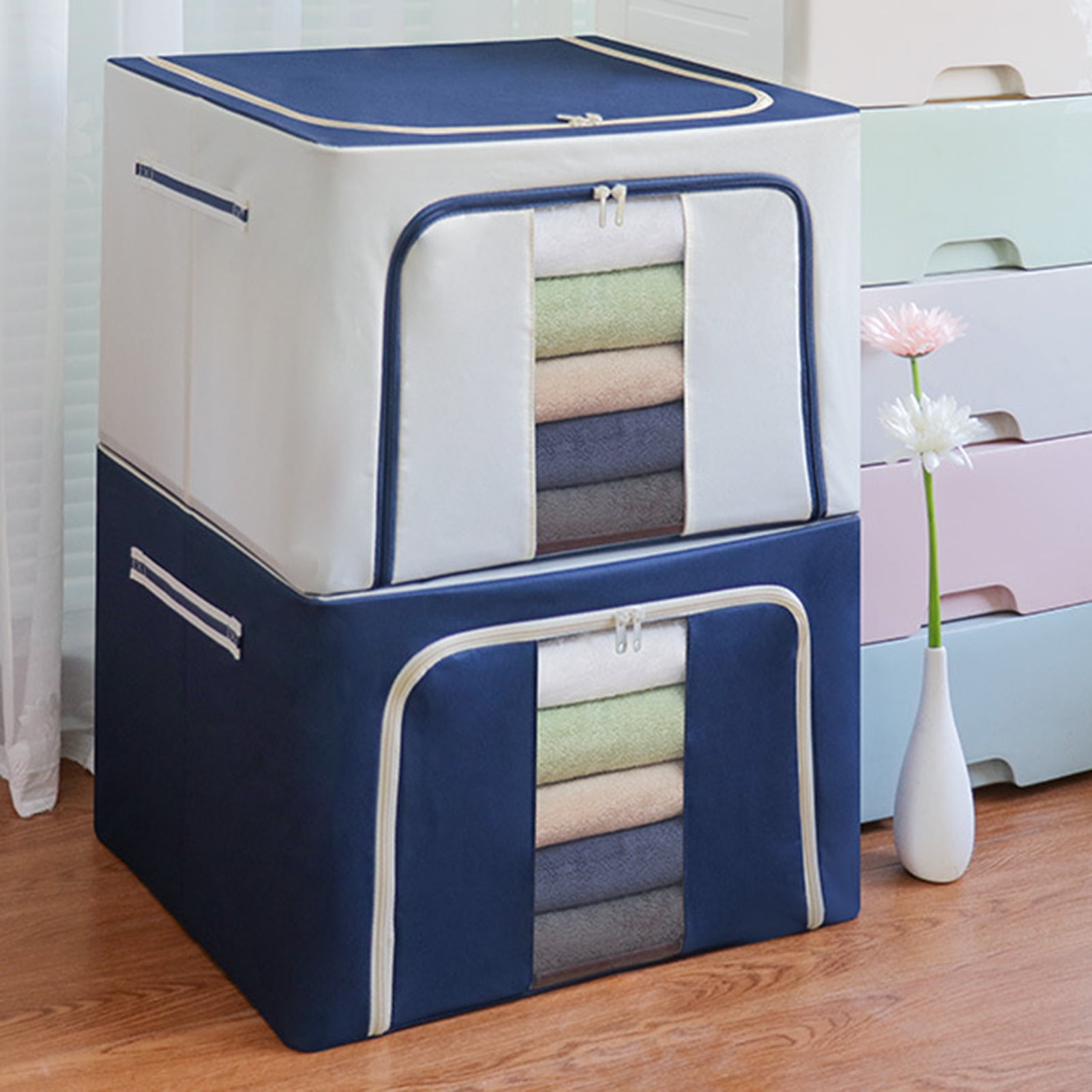 Pinshui large storage bags,clothes storage bins foldable closet