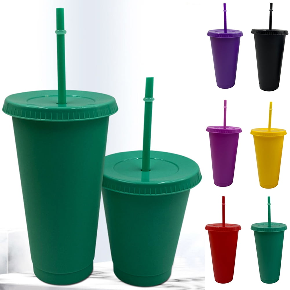 Pinshui reusable cold drink cups,plastic kids water cup with straw and