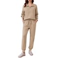 thumbnail image 1 of Pinspark 2 Piece Outfits for Women Long Sleeve Tracksuit Lounge Sets Travel Outfits Half Zip Sweatshirt Sweatpants Matching Set, 1 of 6