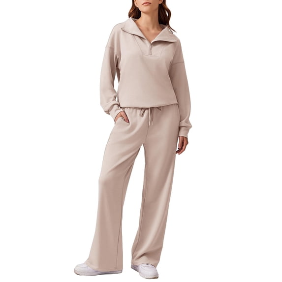 Pinspark 2 Piece Sets for Women High Waist Sweatsuit Zip Up Sweatshirt Sweatpants Lounge Set Tracksuit Travel Outfits