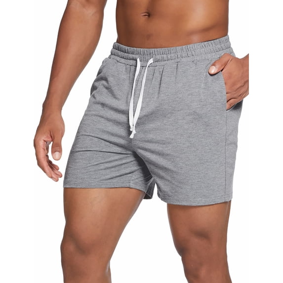 Pinspark 5.5 Inch Mens Pajama Shorts Sleep Cotton Lounge PJ Lightweight Elastic Waist Drawstring Nightwear Bottom with Pockets