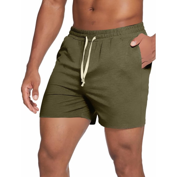Pinspark 5.5 Inch Mens Pajama Shorts Sleep Cotton Lounge PJ Lightweight Elastic Waist Drawstring Nightwear Bottom with Pockets