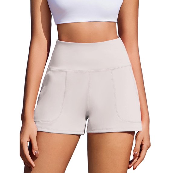 Pinspark Biker Shorts for Women High Rise Running Shorts Tummy Control Yoga Short with Pockets Gym Active Shorts