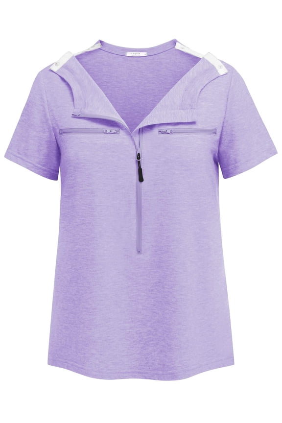 Chemo Shirts for Port Access Women Short Sleeve - Best Gift for Cancer Patients Chemotherapy Must Haves
