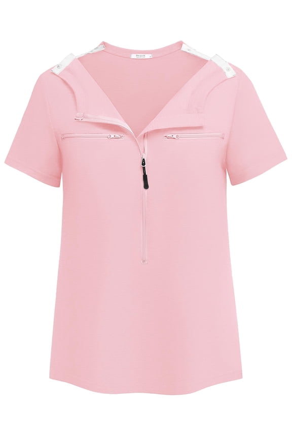 Chemo Shirts for Port Access Women Short Sleeve - Best Gift for Cancer Patients Chemotherapy Must Haves