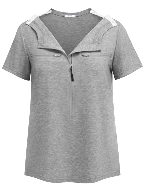 Chemo Shirts for Port Access Women Short Sleeve - Best Gift for Cancer Patients Chemotherapy Must Haves