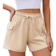thumbnail image 1 of Pinspark Comfy Shorts for Women Lounge Casual Short Soft Workout Sports Wear Elastic High Waisted Cargo Pockets, 1 of 6