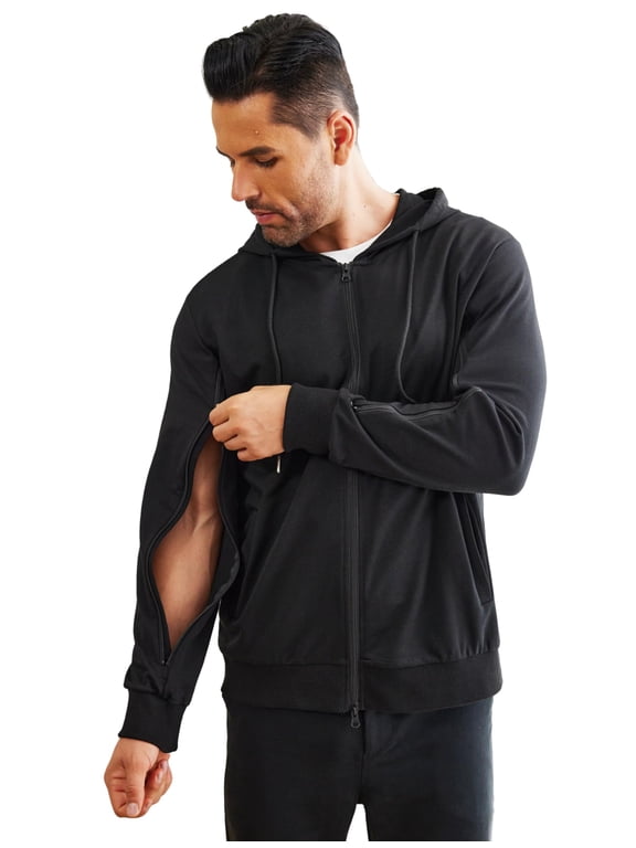 Dialysis Sweatshirts with Arm Zipper Jacket Full-Zip Lightweight Hemodialysis Cotton Jacket with Pockets