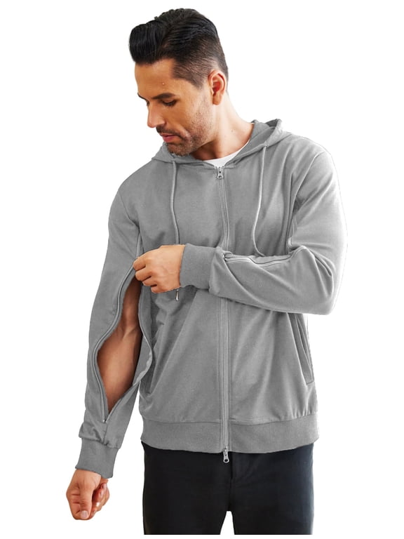Dialysis Sweatshirts with Arm Zipper Jacket Full-Zip Lightweight Hemodialysis Cotton Jacket with Pockets