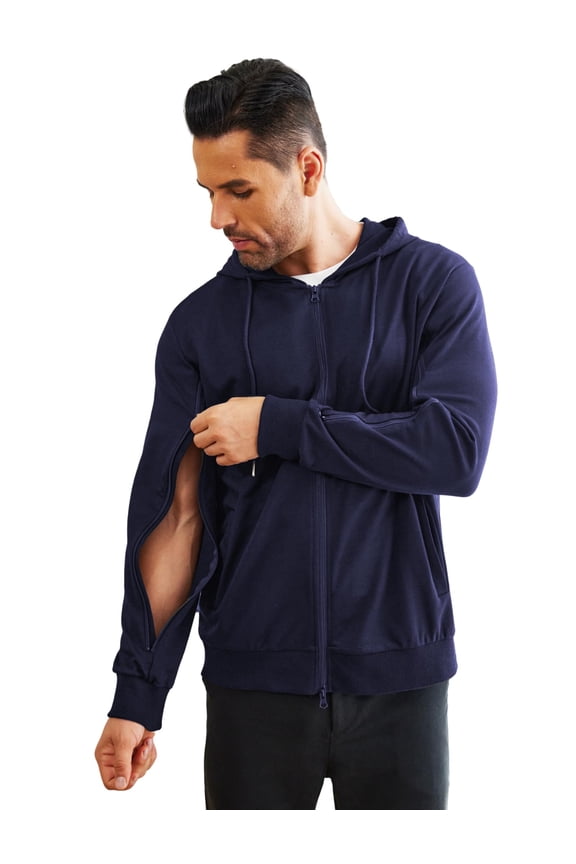 Dialysis Sweatshirts with Arm Zipper Jacket Full-Zip Lightweight Hemodialysis Cotton Jacket with Pockets