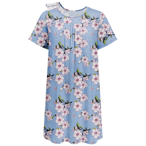 Pinspark Hospital Gowns Open Back for Women Bedridden Nightgowns Back Opening Short Sleeve Post Surgery Tear Away Adaptive Dresses